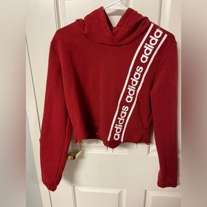 Red adidas cropped hoodie!